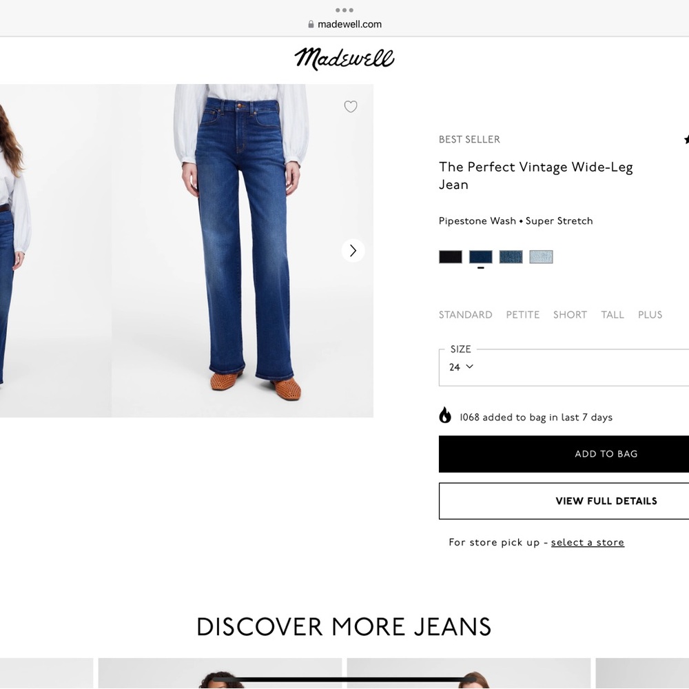 Madewell The Perfect Vintage Jean Size 25 Brand New - SUper Stretch - Picture 2 of 2